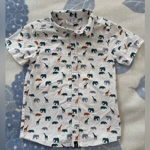 Deux Par Deux Boy’s Animal Print Button Up Shirt